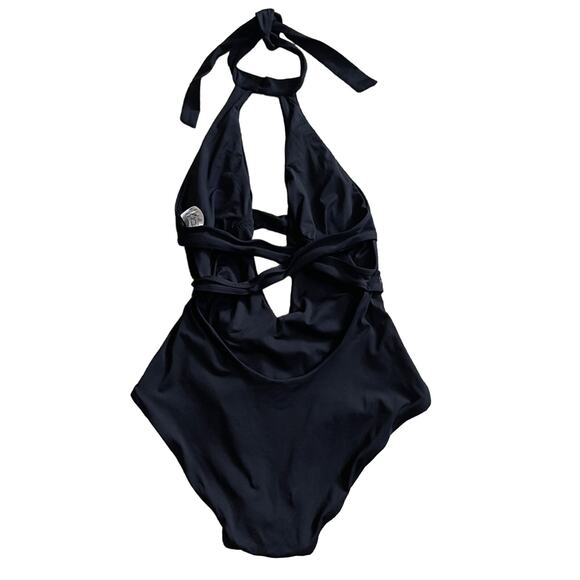 Becca Black Socialite Open-Front One-Piece Choker Swimsuit Size M - Picture 5 of 7